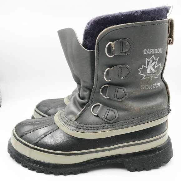 SOREL Caribou Gray Leather Outdoor Waterproof Snow Boots Womens 7 - Picture 4 of 14